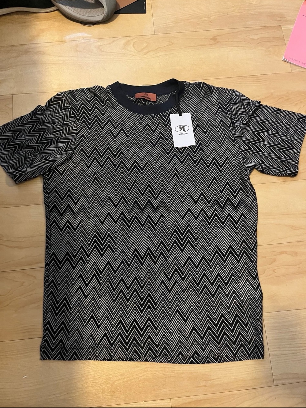 Missoni Black & White Zigzag Short Sleeve Crew Tee